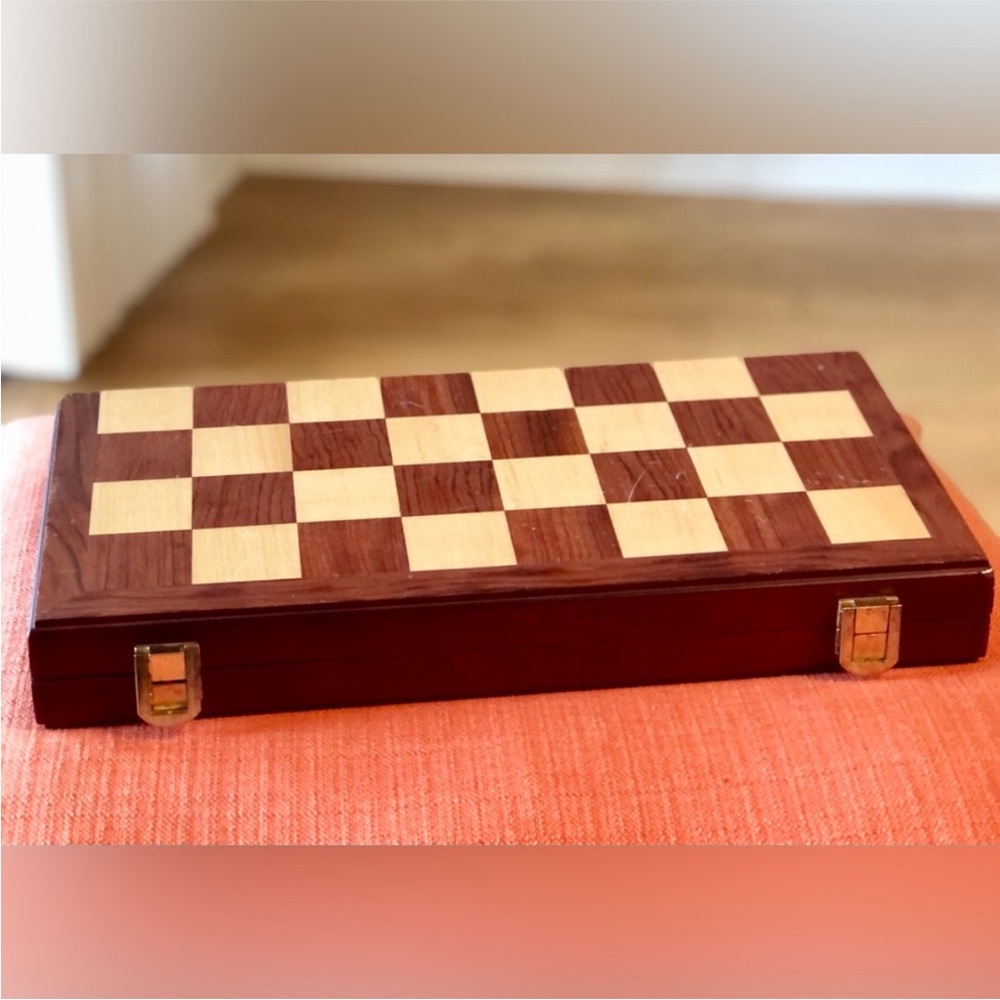 Wooden Chess Set with Folding Board